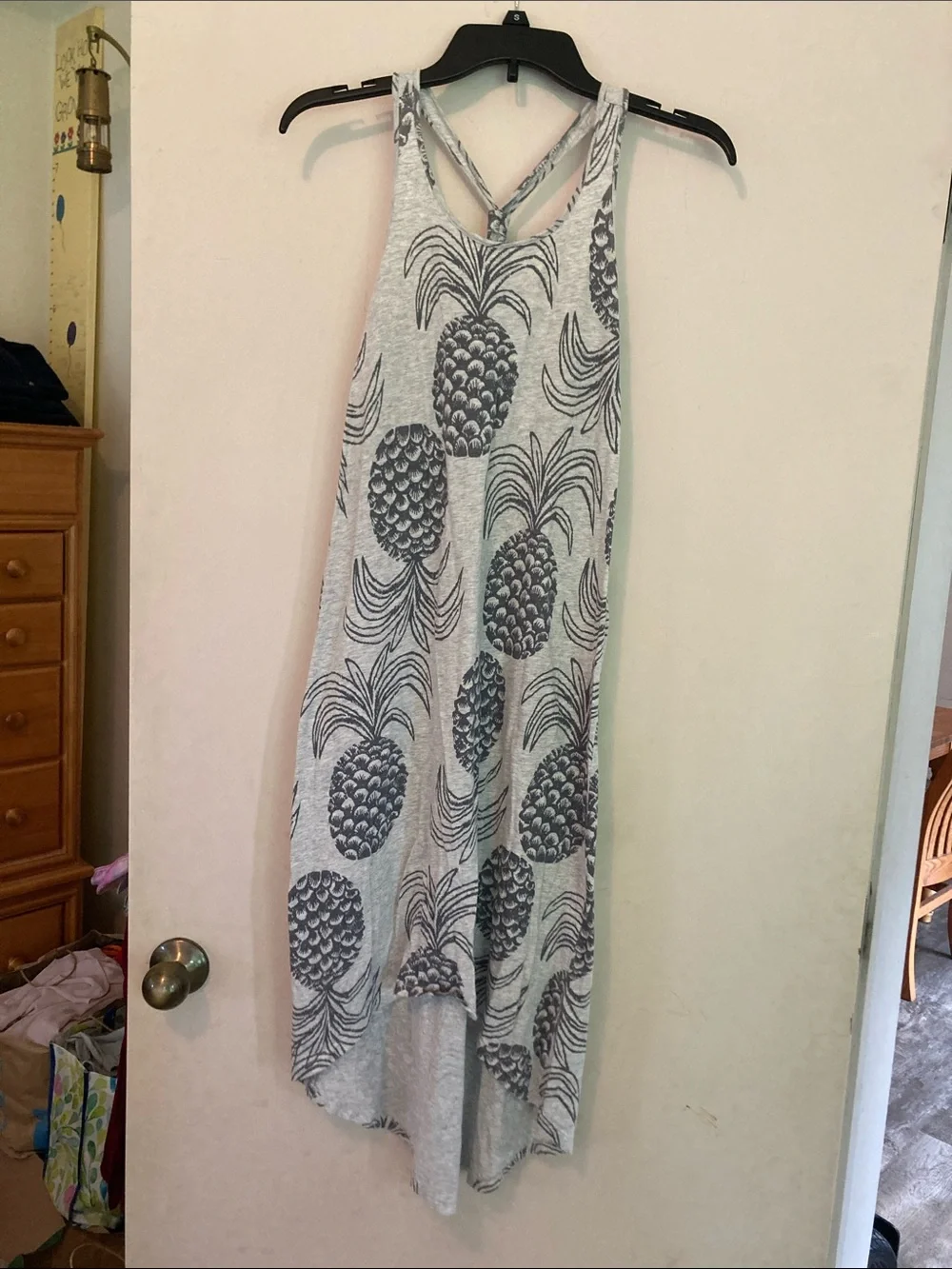 Old Navy Gray Pineapple Print Tank Dress